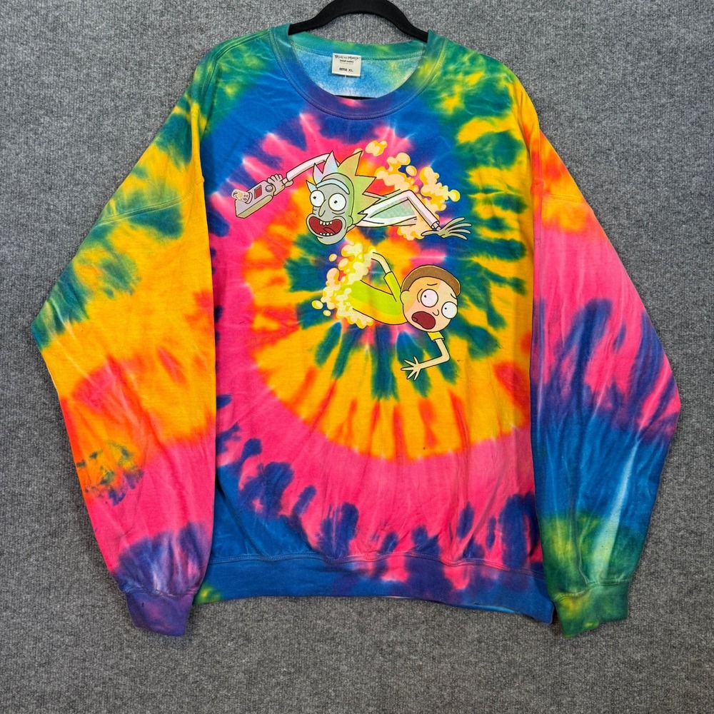 Rick and‎ Morty Sweatshirt Adult XL Tie Dye Adult Swim Ripple Junction Oversized